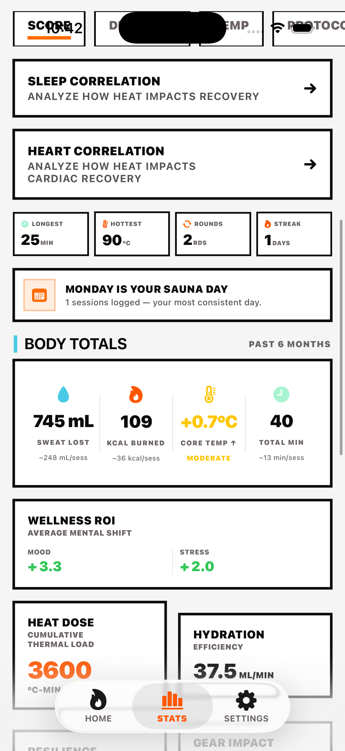 Stats screen